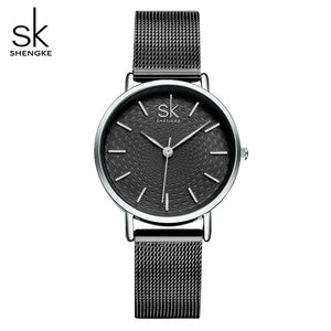 SHENGKE Simple Gray Watches Women